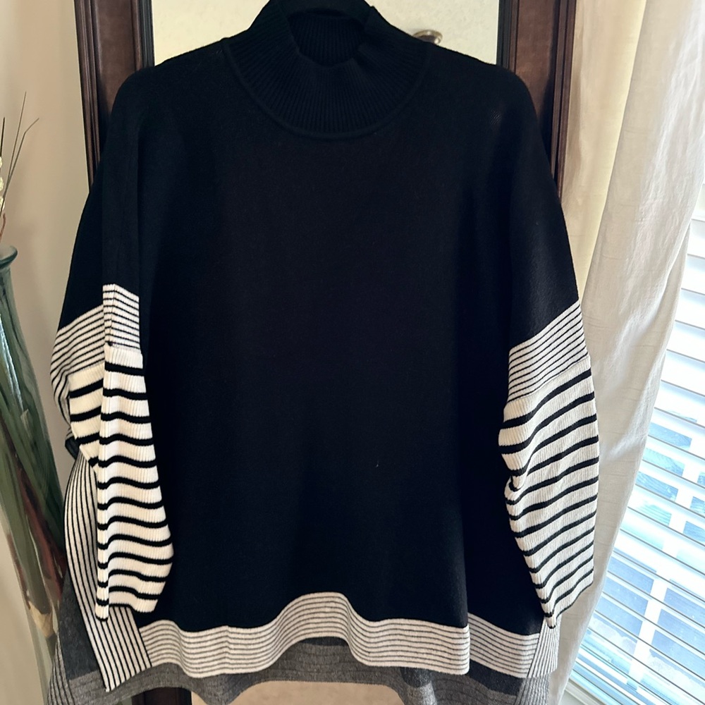 Chic Black and White Striped Sweater